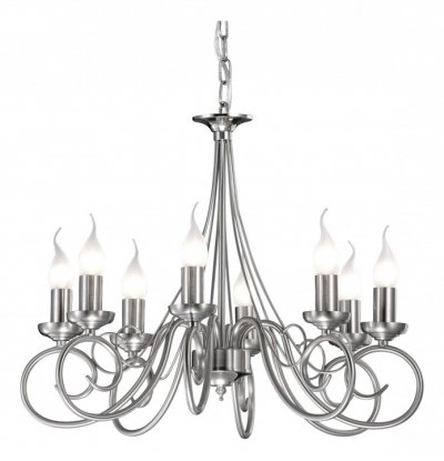 Люстра Odeon Light 1425/8 никель Sandia Люстра Odeon Light 1425/8 никель SandiaПодвесные<br>Искусно сделанная итальянскими мастерами люстра ODEON LIGHT 1425/8 бронза Sandia приковывает к себе внимание каждой деталью и подходит для больших помещений, так как восемь ее лампочек создают освещение на расстоянии до тридцати двух квадратных метров! Плафоны выполнены настолько ювелирно, что создается ощущение, будто «пламя» настоящее, и колышется от движения воздуха. Никелированные металлические «завитки» гармонично дополняют конструкцию, создавая совершенный образ. Эта люстра восхищает и заставляет вновь и вновь обращать к себе взгляд!<br><br>Установка на натяжной потолок: Да<br>S освещ. до, м2: 32<br>Крепление: Крюк<br>Тип лампы: накаливания / энергосбережения / LED-светодиодная<br>Тип цоколя: E14<br>Цвет арматуры: серый<br>Количество ламп: 8<br>Ширина, мм: 540<br>Высота, мм: 450<br>MAX мощность ламп, Вт: 60