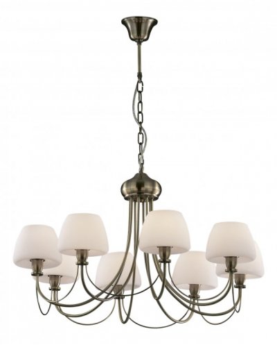 Люстра Odeon Light 2057/8 Vesto бронза Люстра Odeon Light 2057/8 Vesto бронзаПодвесные<br>Люстра ODEON VESTO создана для освещения достаточно больших помещений – до двадцати квадратных метров. Она идеально впишется в интерьер гостиной, столовой, зала – мест, где собирается вся семья, где принимают гостей и проводят вместе время. Люстра будет привлекать к себе взгляды благодаря оригинальной форме подвески в виде цепи, и восьми белым стеклянным плафонам, которые создают направленный мягкий свет.<br><br>Установка на натяжной потолок: Да<br>S освещ. до, м2: 21<br>Крепление: Крюк<br>Тип лампы: накаливания / энергосбережения / LED-светодиодная<br>Тип цоколя: E14<br>Количество ламп: 8<br>MAX мощность ламп, Вт: 40<br>Диаметр, мм мм: 740<br>Высота, мм: 420-1100<br>Цвет арматуры: бронзовый