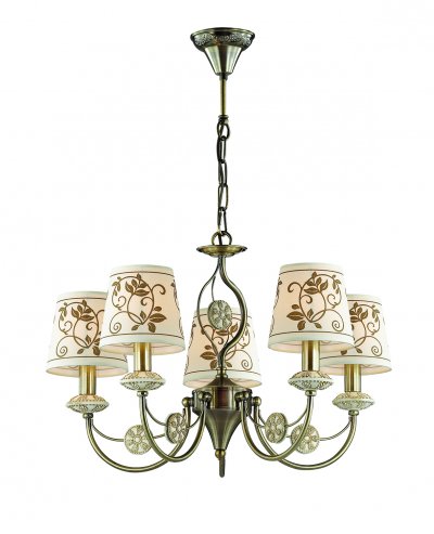 Люстра Odeon light 3216/5 ZARITTA Люстра Odeon light 3216/5 ZARITTAПодвесные<br>Отличный вариант домашнего освещения Odeon light Люстра 3216/5 серии ZARITTA оформлена в классическом стиле. Люстра состоит из арматуры классического бронзового цвета, украшенной декоративными полирезиновыми элементами и тканевых абажуров светлого оттенка цветочным узором цвета кофе. Данная модель смотрится стильно и современно, сохраняя при этом классические формы и цвета. Цоколь E14. Мощность 5*40W. Нет ламп в комплекте.<br><br>Установка на натяжной потолок: Да<br>S освещ. до, м2: 10<br>Тип цоколя: E14<br>Цвет арматуры: бронзовый<br>Количество ламп: 5<br>Ширина, мм: 620<br>Длина, мм: 620<br>Высота, мм: 460<br>MAX мощность ламп, Вт: 40