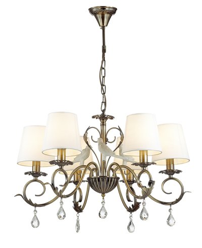 Люстра Odeon light 3217/6 BALDANI Люстра Odeon light 3217/6 BALDANIПодвесные<br>Отличный вариант домашнего освещения Odeon light Люстра 3217/6 серии BALDANI оформлена в классическом стиле. Люстра состоит из арматуры классического бронзового цвета, украшенной хрустальными подвесками и декоративными фигурками птичек, и тканевых абажуров белого цвета. Очень элегантная традиционная модель станет непревзойденным украшением Вашей комнаты. Цоколь E14. Мощность 6*60W. Нет ламп в комплекте.<br><br>Установка на натяжной потолок: Да<br>S освещ. до, м2: 18<br>Тип цоколя: E14<br>Количество ламп: 6<br>Ширина, мм: 650<br>MAX мощность ламп, Вт: 60<br>Длина, мм: 650<br>Высота, мм: 440<br>Цвет арматуры: бронзовый