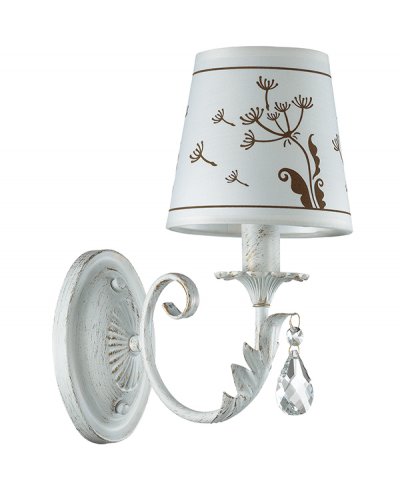 Светильник бра Odeon light 3219/1W GABINNA Светильник бра Odeon light 3219/1W GABINNAКлассические<br>Отличный вариант домашнего освещения Odeon light Бра 3219/1W серии GABINNA оформлена в классическом стиле. Светильник состоит из арматуры белого с золотой патиной цвета с хрустальными подвесками и пастельного тканевого абажура с цветочным рисунком. Данная модель станет прекрасным дополнением Вашему стильному интерьеру. Цоколь E14. Мощность 1*40W. Нет ламп в комплекте.<br><br>Тип цоколя: E14<br>Цвет арматуры: белый с золотистой патиной<br>Количество ламп: 1<br>Ширина, мм: 140<br>Длина, мм: 290<br>Высота, мм: 245<br>MAX мощность ламп, Вт: 40