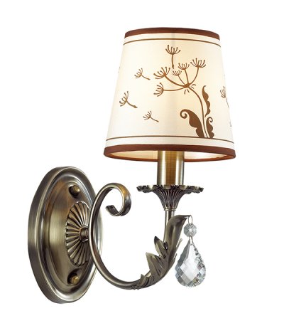 Светильник бра Odeon light 3220/1W GABINNA Светильник бра Odeon light 3220/1W GABINNAКлассические<br>Отличный вариант домашнего освещения Odeon light Бра 3220/1W серии GABINNA оформлена в классическом стиле. Светильник состоит из арматуры бронзового цвета с хрустальными подвесками и пастельного тканевого абажура с цветочным рисунком. Данная модель станет прекрасным дополнением Вашему стильному интерьеру. Цоколь E14. Мощность 1*40W. Нет ламп в комплекте.<br><br>Тип цоколя: E14<br>Цвет арматуры: бронзовый<br>Количество ламп: 1<br>Ширина, мм: 140<br>Длина, мм: 290<br>Высота, мм: 245<br>MAX мощность ламп, Вт: 40