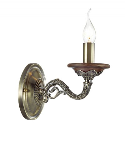 Светильник бра Odeon light 3221/1W DAMIANA Светильник бра Odeon light 3221/1W DAMIANAКлассика<br>Отличный вариант домашнего освещения Odeon light Бра 3221/1W серии DAMIANA оформлена в классическом стиле. Светильник состоит из арматуры бронзового цвета, украшенного ажурными металлическими элементами. Центральная штанга полностью декорирована деревом. Данная модель за счет своей строгости будет замечательно смотреться в кабинетах и гостиных. Цоколь E14. Мощность 1*60W. Нет ламп в комплекте.<br><br>Тип цоколя: E14<br>Количество ламп: 1<br>Ширина, мм: 110<br>MAX мощность ламп, Вт: 60<br>Длина, мм: 220<br>Высота, мм: 235<br>Цвет арматуры: бронзовый, дерево