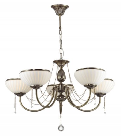 Люстра Odeon light 3227/5 LORRA Люстра Odeon light 3227/5 LORRAПодвесные<br>Отличный вариант домашнего освещения Odeon light Люстра 3227/5 серии LORRA оформлена в классическом стиле. Люстра состоит из стеклянных плафонов с рисунком, украшенных металлическим ободком, и классической арматуры бронзового цвета, декорированной цепочками с хрустальными подвесками. Традиционная модель, дополненная актуальными деталями поражает своей неотразимостью и великолепием. Цоколь E27. Мощность 5*60W. Нет ламп в комплекте.<br><br>Установка на натяжной потолок: Да<br>S освещ. до, м2: 15<br>Тип цоколя: E27<br>Количество ламп: 5<br>Ширина, мм: 760<br>MAX мощность ламп, Вт: 60<br>Длина цепи/провода, мм: 255<br>Длина, мм: 760<br>Высота, мм: 635<br>Цвет арматуры: состаренный бронзовый