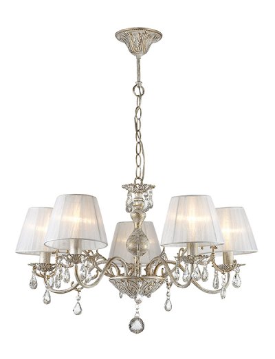 Люстра Odeon light 3229/5 MAGALI Люстра Odeon light 3229/5 MAGALIПодвесные<br>Отличный вариант домашнего освещения Odeon light Люстра 3229/5 серии MAGALI оформлена в классическом стиле. Люстра состоит из воздушных светлых абажуров из органзы и восхитительной арматуры белого цвета с глянцевой золотой патиной, декорированной множеством хрустальных подвесок. Данная модель подарит Вам удивительные моменты нежности и легкости. Цоколь E14. Мощность 5*40W. Нет ламп в комплекте.<br><br>Установка на натяжной потолок: Да<br>S освещ. до, м2: 10<br>Тип цоколя: E14<br>Количество ламп: 5<br>Ширина, мм: 660<br>MAX мощность ламп, Вт: 40<br>Длина цепи/провода, мм: 255<br>Длина, мм: 660<br>Высота, мм: 515<br>Цвет арматуры: белый с золотой патиной