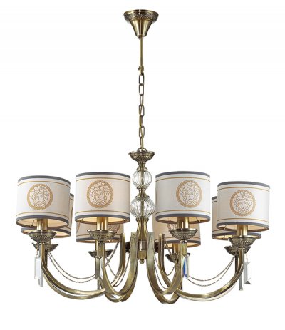 Люстра Odeon light 3268/8 TALIA Люстра Odeon light 3268/8 TALIAПодвесные<br>Отличный вариант домашнего освещения Odeon light Люстра 3268/8 серии TALIA оформлена в классическом стиле. Люстра состоит из тканевого абажура с оригинальным рисунком и арматуры цвета бронзы, декорированной стеклянными элементами, цепочками и хрустальными подвесками. Данная модель обладает непередаваемым античным лоском. Цоколь E14. Мощность 8*60W. Нет ламп в комплекте.<br><br>S освещ. до, м2: 24<br>Тип цоколя: E14<br>Количество ламп: 8<br>Ширина, мм: 780<br>MAX мощность ламп, Вт: 60<br>Длина цепи/провода, мм: 400<br>Длина, мм: 780<br>Высота, мм: 440<br>Цвет арматуры: состаренный бронзовый