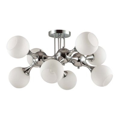 Люстра потолочная Odeon light 3972/8C MIOLLA Люстра потолочная Odeon light 3972/8C MIOLLAОжидается<br>Люстра 3972/8C серии Molla состоит из хромированной металлической арматуры и белыми плафонами из сте<br><br>Тип цоколя: E27<br>Количество ламп: 8<br>Ширина, мм: 720<br>Длина, мм: 720<br>Высота, мм: 380<br>Оттенок (цвет): хром/белый<br>MAX мощность ламп, Вт: 60