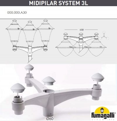 Консоль для паркового фонаря FUMAGALLI MIDIPILAR SYS 3L 000.000.A30.L0 Консоль для паркового фонаря FUMAGALLI MIDIPILAR SYS 3L 000.000.A30.L0