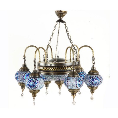 Люстра МАРОККО голубая h80 d60 E14 6*40w+2*40w Kink light 0212-6,05