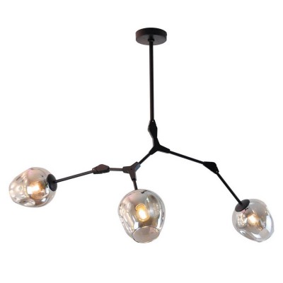 Люстра НИССА черная (серые плафоны) w108*80 h40/60 E27 3*40W Kink light 07512-3,19
