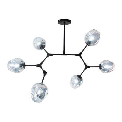 Люстра НИССА черная (голубые плафоны) w115*80 h45/65 E27 6*40W Kink light 07512-6,19(05)