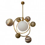 Подвесной светильник КОСМЕЯ золото (коричневые плафоны) w70*45 h90 G9 6*5W+E27 1*40W Kink light 07645-7,04