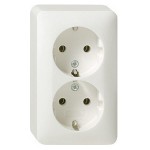 Gira Бел Розетка двойная с/з 16А IP20 (G078013)