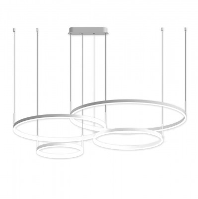 Подвесной светильник диммируемый ТОР белый w150*100 (d40+60+80+100) h110 Led 174w (4000k) с пультом ДУ Kink light 08204,01Р