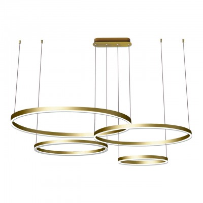 Подвесной светильник диммируемый ТОР золото w150*100 (d40+60+80+100) h110 Led 174w (3000k) с пультом ДУ Kink light 08204,33P