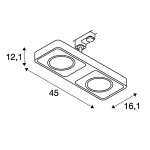 1000409 SLV 3Ph, LYNAH DOUBLE светильник c LED 32Вт, 3000К, 2000лм, 24°, белый