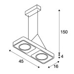 1000411 SLV LYNAH DOUBLE светильник подвесной c LED 32Вт, 3000K, 2000лм, 24°, белый