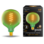 Лампа Gauss Filament G125 5W 190lm 1800К Е27 green flexible LED (1012802105)