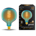 Лампа Gauss Filament G125 5W 190lm 1800К Е27 sky blue flexible LED (1013802105)