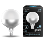 Лампа Gauss Filament G125 9W 890lm 4100К Е27 mirror-milky LED (1014802209)