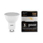 Лампа Gauss LED MR16 GU10-dim 5W 500lm 3000K  диммируемая 101506105-D