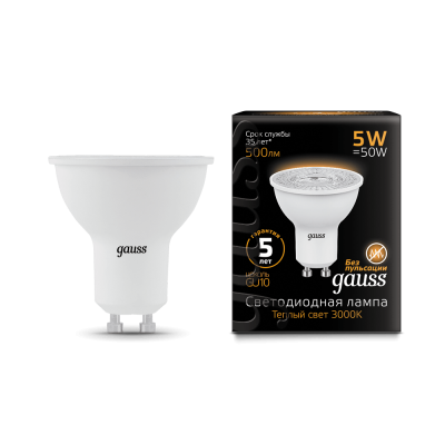 

Лампа диодная Gauss LED MR16 GU10 5W 500lm 3000K (101506105), 101506105