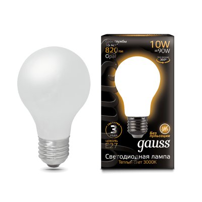 

Лампа Gauss LED Filament A60 OPAL E27 10W 820lm 2700К (102202110), 102202110