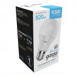 Лампа Gauss Basic A60 9,5W 820lm 4100K E27 LED (1023220)