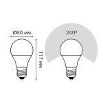 Лампа Gauss A60 12W 1140lm 3000K Е27 шаг. диммирование LED (102502112-S)