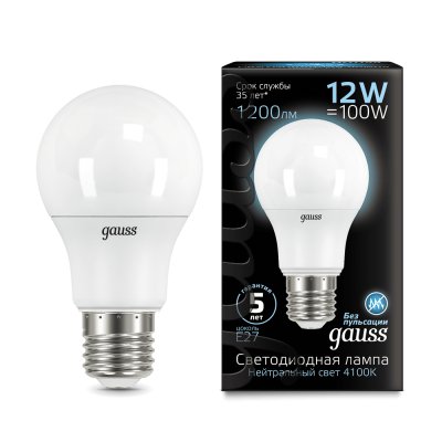 

Лампа Gauss LED A60 12W E27 1200lm 4100K (102502212), 102502212