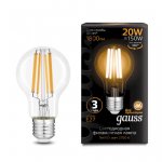 Лампа Gauss Filament А60 20W 1800lm 2700К Е27 LED (102902120)