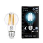 Лампа Gauss Filament А60 20W 1850lm 4100К Е27 LED (102902220)