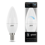 Лампа Gauss LED Свеча-dim E14 7W 590lm 4100К диммируемая 1/10/100