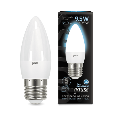 Лампа Gauss LED Свеча E27 9.5W 950lm 4100К (103102210)