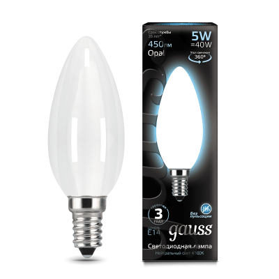 

Лампа Gauss LED Filament Свеча OPAL E14 5W 450lm 4100К (103201205), 103201205