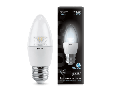 Лампа Gauss LED Candle Crystal Clear E27 4W 4100К (103202204)