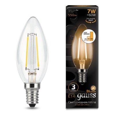 

Лампа Gauss LED Filament Свеча E14 7W 550lm 2700К (103801107), 103801107