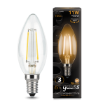Лампа светодиодная прозрачная Gauss LED Filament Свеча E14 11W 720lm 2700К 103801111