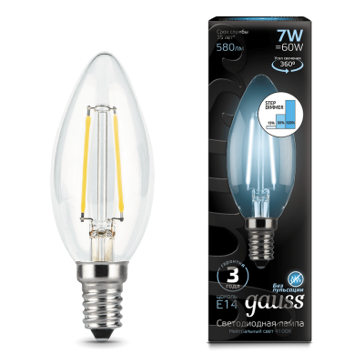 

Лампа Gauss LED Filament Свеча E14 7W 580lm 4100К step dimmable (103801207-S), 103801207-S