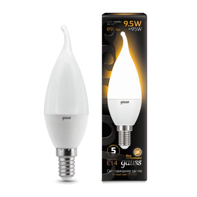 

Лампа Gauss LED Свеча на ветру E14 9.5W 890lm 3000K (104101110), 104101110