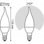 Лампа Gauss Свеча на ветру 6.5W 550lm 6500K E14 LED