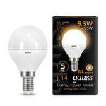 Лампа Gauss LED Шар E14 9.5W 890lm 3000K (105101110)