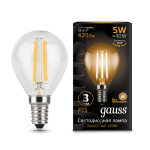 Лампа Gauss LED Filament Шар E14 5W 420lm 2700K (105801105)