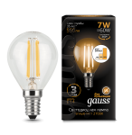Лампа Gauss LED Filament Шар E14 7W 550lm 2700K step dimmable 1/10/50