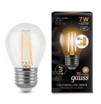 Лампа Gauss LED Filament Шар E27 7W 550lm 2700K step dimmable 1/10/50