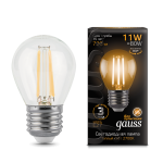 Лампа Gauss LED Filament Шар E27 11W 720lm 2700K 1/10/50
