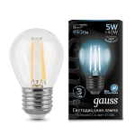 Лампа Gauss LED Filament Шар E27 5W 450lm 4100K (105802205)