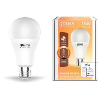 

Умная лампа Gauss Smart A60 10W 1055lm 2700К E27 LED (1070112), 1070112
