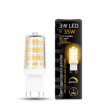 

Лампа Gauss LED G9 AC185-265V 3W 280lm 2700K (107309103, 107309103