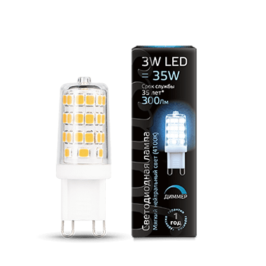 

Лампа Gauss LED G9 AC185-265V 3W 300lm 4100K (107309203), 107309203